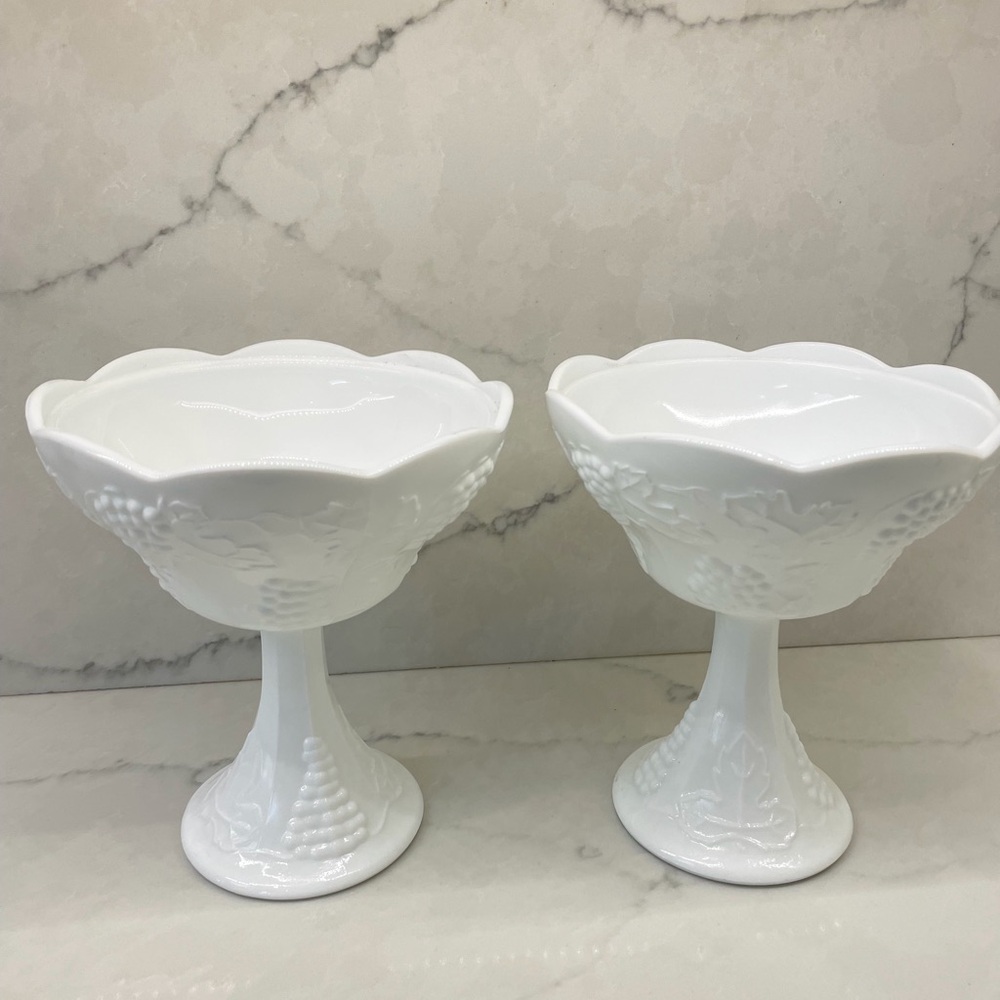Milk glass compotes